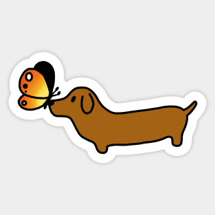 Wiener Dog With A Butterfly Sticker